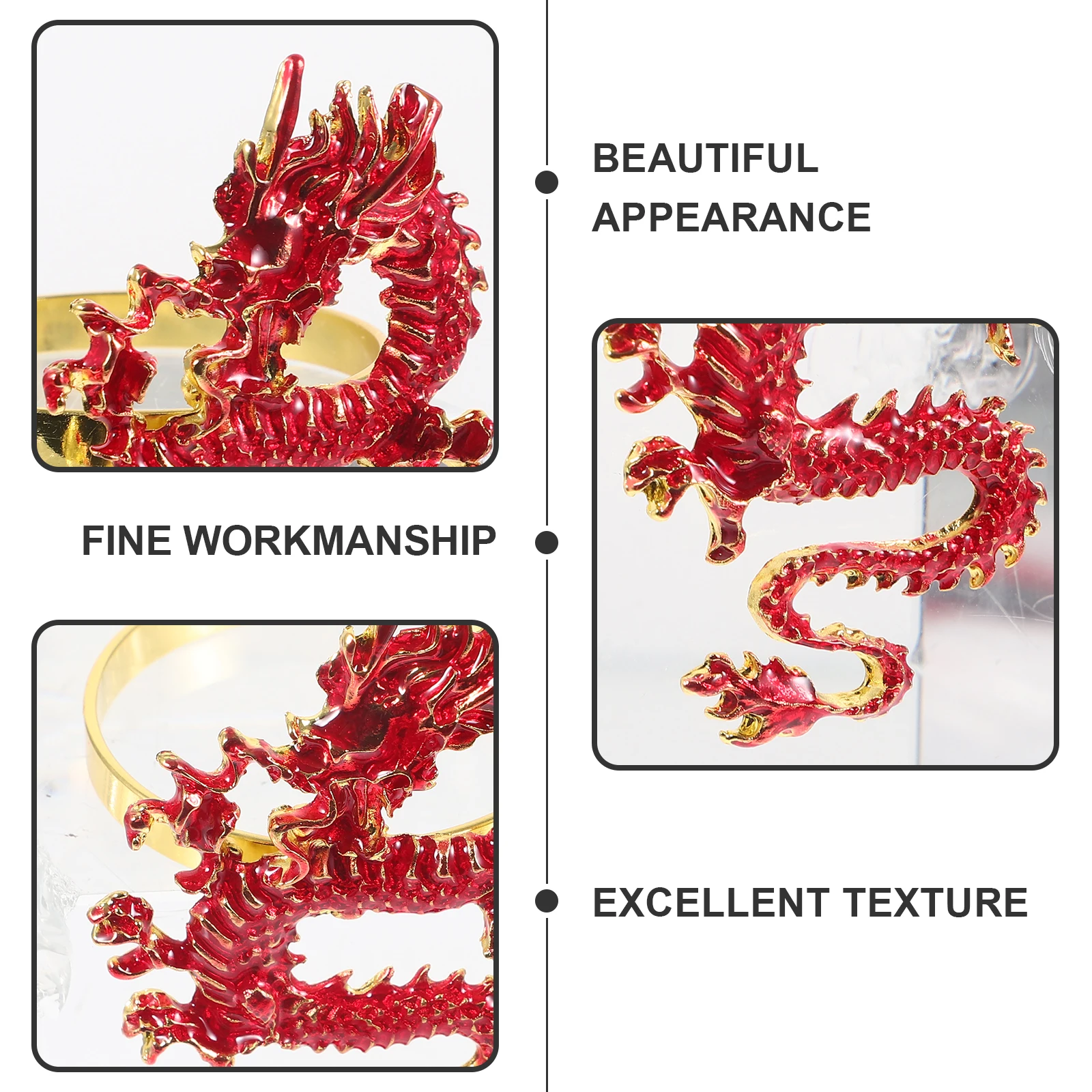 

2pcs Dragon Pattern Metal Napkin Rings Elegant Dining Table Decorative Set For Banquet Party Hotel Home Textile Decorations