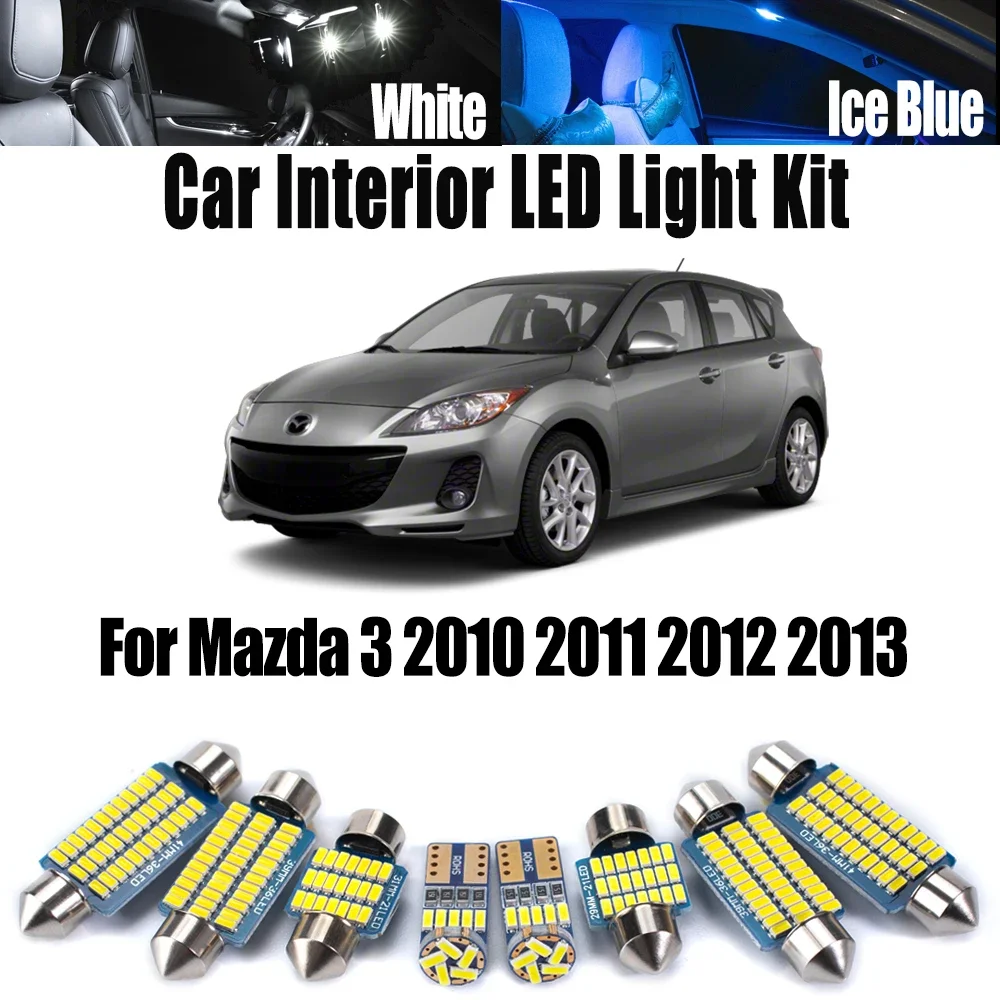 

11Pcs Canbus LED Interior Reading Map Dome Trunk Light Kit For Mazda 3 2010 2011 2012 2013 Vanity Mirror Bulbs Car Accessories