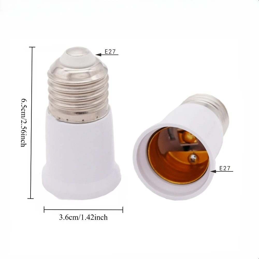 2PCS E27-to-E27 Screw-Mount Adapter Base Extended threaded lamp socket bracket, durable plastic construction Perfect for repairs