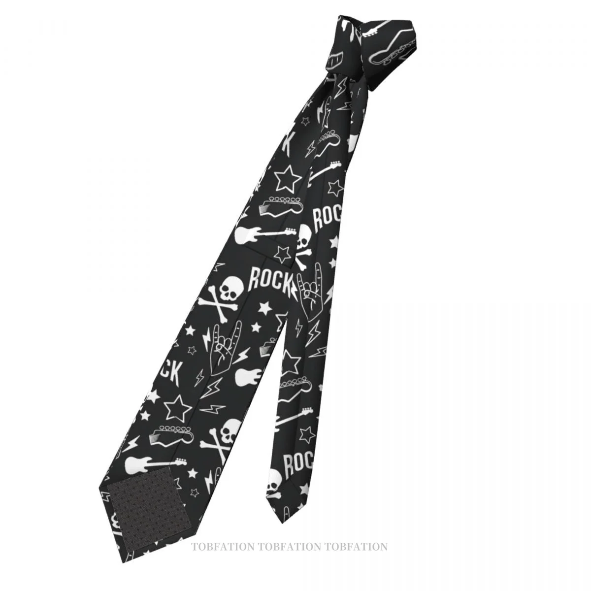 Rocker Rock Music Pattern Heavy Metal 1960s Punk Classic para hombre, corbata estampada de poliéster de 8cm de ancho, accesorio para fiesta de Cosplay