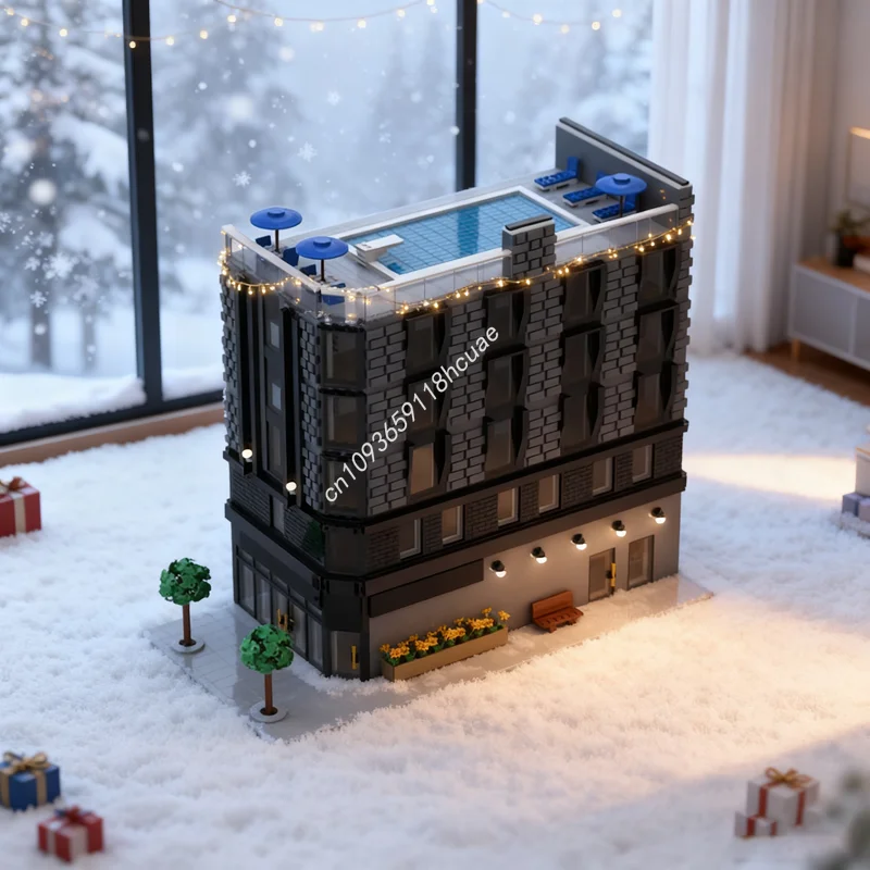 

7306pcs MOC Hotel Modulared Model Building Blocks Construction Christmas Gift Assemble Creative Idea Brick Kids Toys Birthday