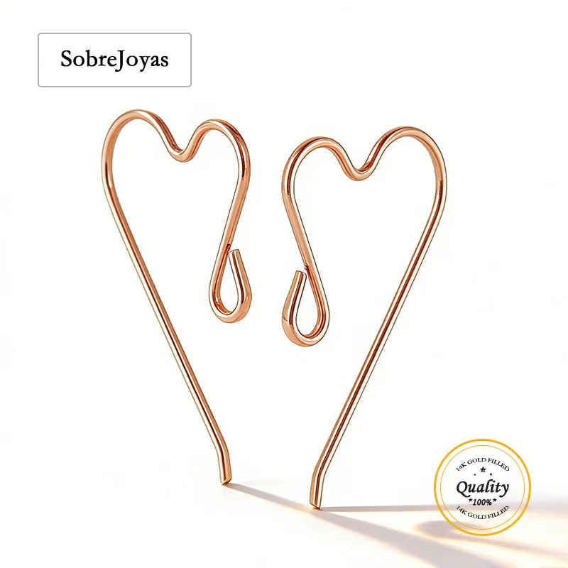

14K Rose Gold Filled Smooth 13.5x21mm Heart Ear Wire 0.64mm | 22ga Earring Components Wholesale DIY Jewelry Findings