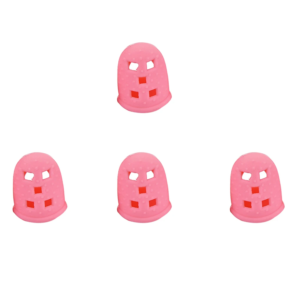 

4 Pcs Guitar Accessories Finger Cots Pink Caps Guard Fingertip Protectors Child