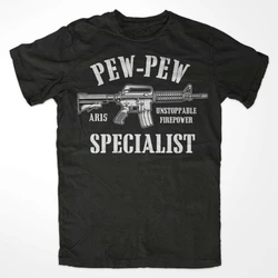 AR15 Pew-Pew Specialist T-Shirt Weapon Morale Gun Isaf BW Naval Seals Operator