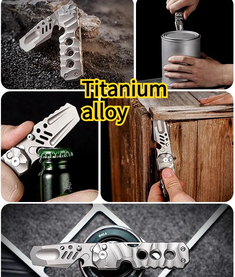 NEW Titanium Alloy Outdoor Folding Tuning Fork Crowbar EDC Multi Functional Portable Emergency Self-defense Equipment