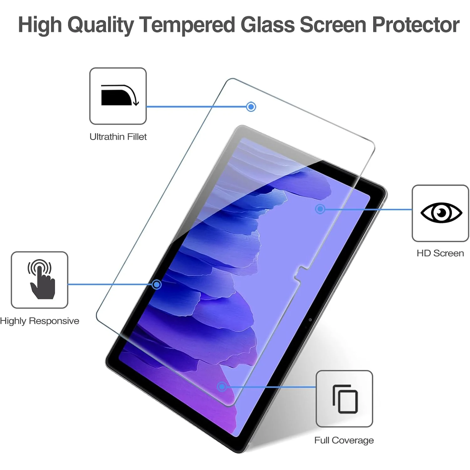 2pcs 9H Tempered Glass For Samsung Galaxy Tab A7 10.4'' 2020 2022 SM-T500 T505 T507 Clear Screen Protector Anti Scratch Film