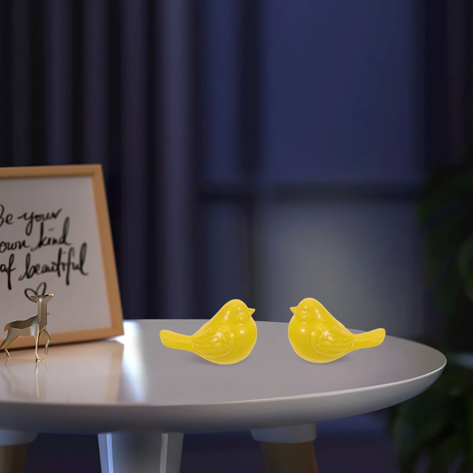 

2Pcs Nordic Ceramic Bird Statues Yellow Porcelain Modern Minimalist Home Office Decoration Small Ceramic Bird Sculpture Living