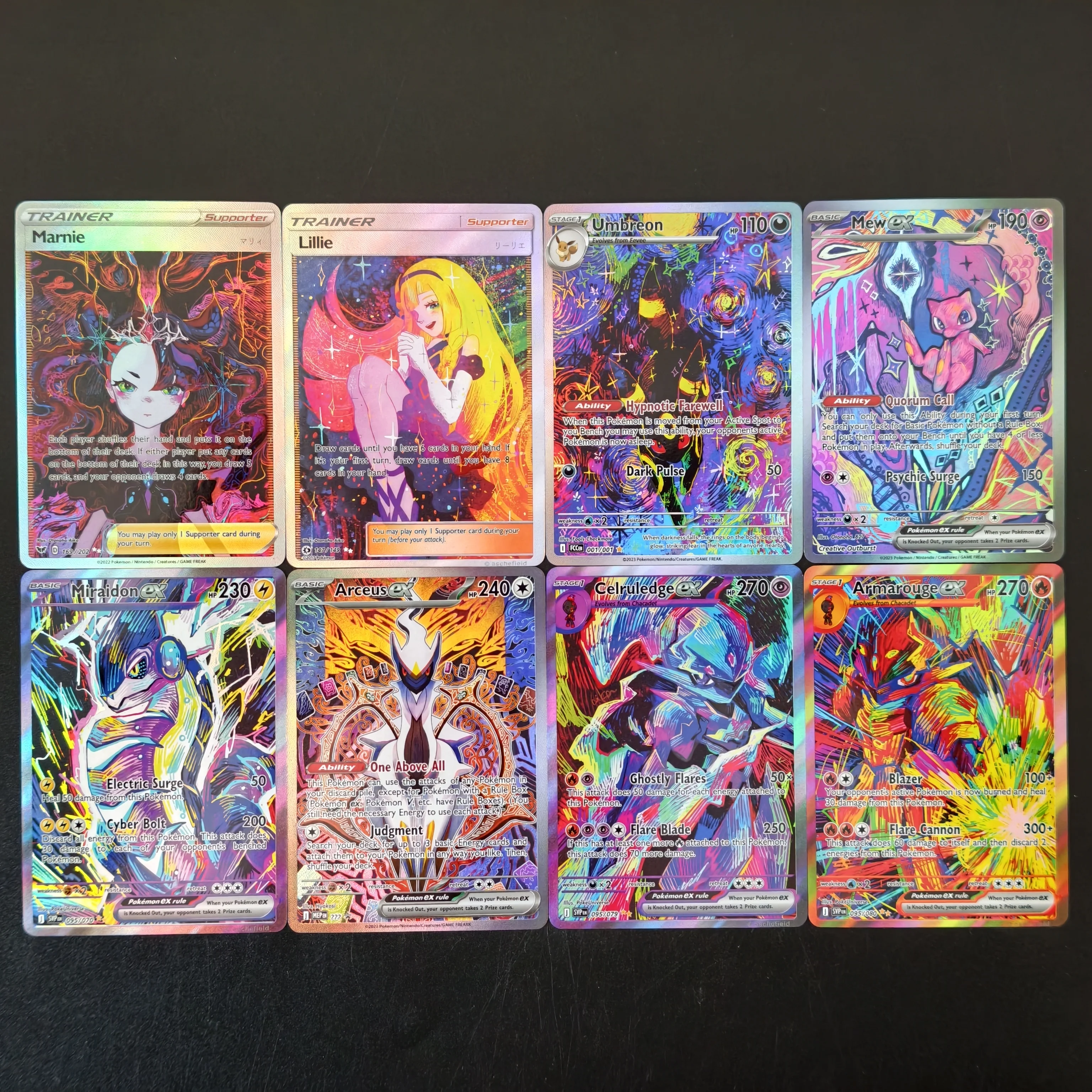 8PCS PKM Karten TCG Pop Art Serie Arceus Umbreon Mew Miraidon Ceruledge Full Art Holo Advanced Sammelkarten SPIELZEUG
