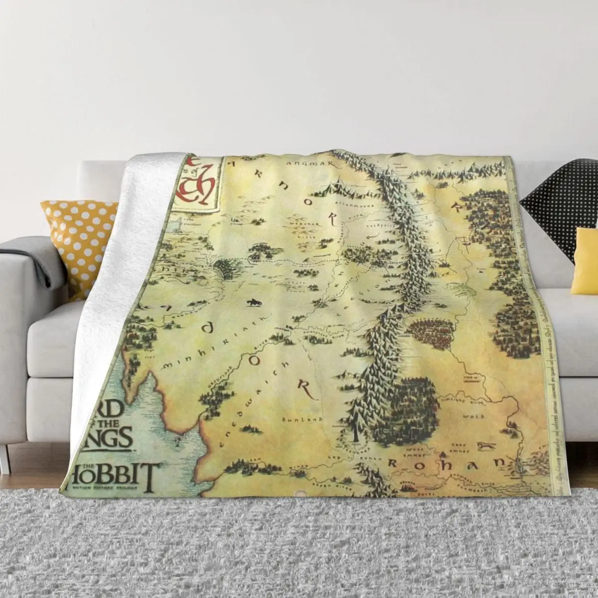 

Tolkien Map Middle Earth 2647 Home Quilt For Bed Blankets & Throws Throw Blanket