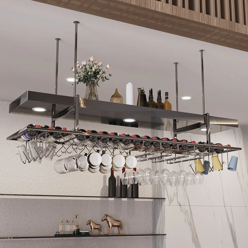 Bar hanger hanging bar high-grade wine glass rack upside down hanger light luxury stainless steel wine rack goblet hanger