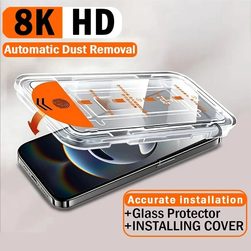 

Dust Free Easy Installation Screen Protector For iPhone 16 Pro Max 16e Tempered Glass for iPhone 15 Pro 14 Plus 13 12Min 11 Film