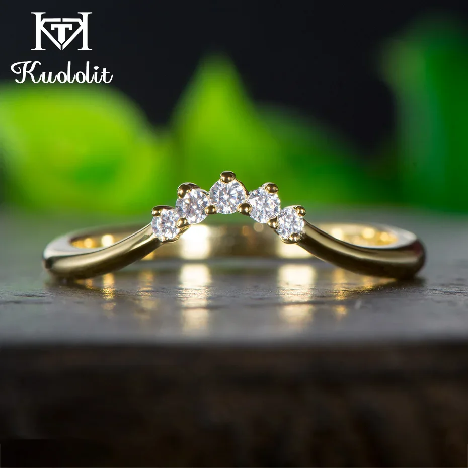 Kuololit 10K Yellow Gold Moissanite Rings for Women Lab Grown Diamond  100% Hand Setting Band Rings Engagement Gift Fine Jewelry