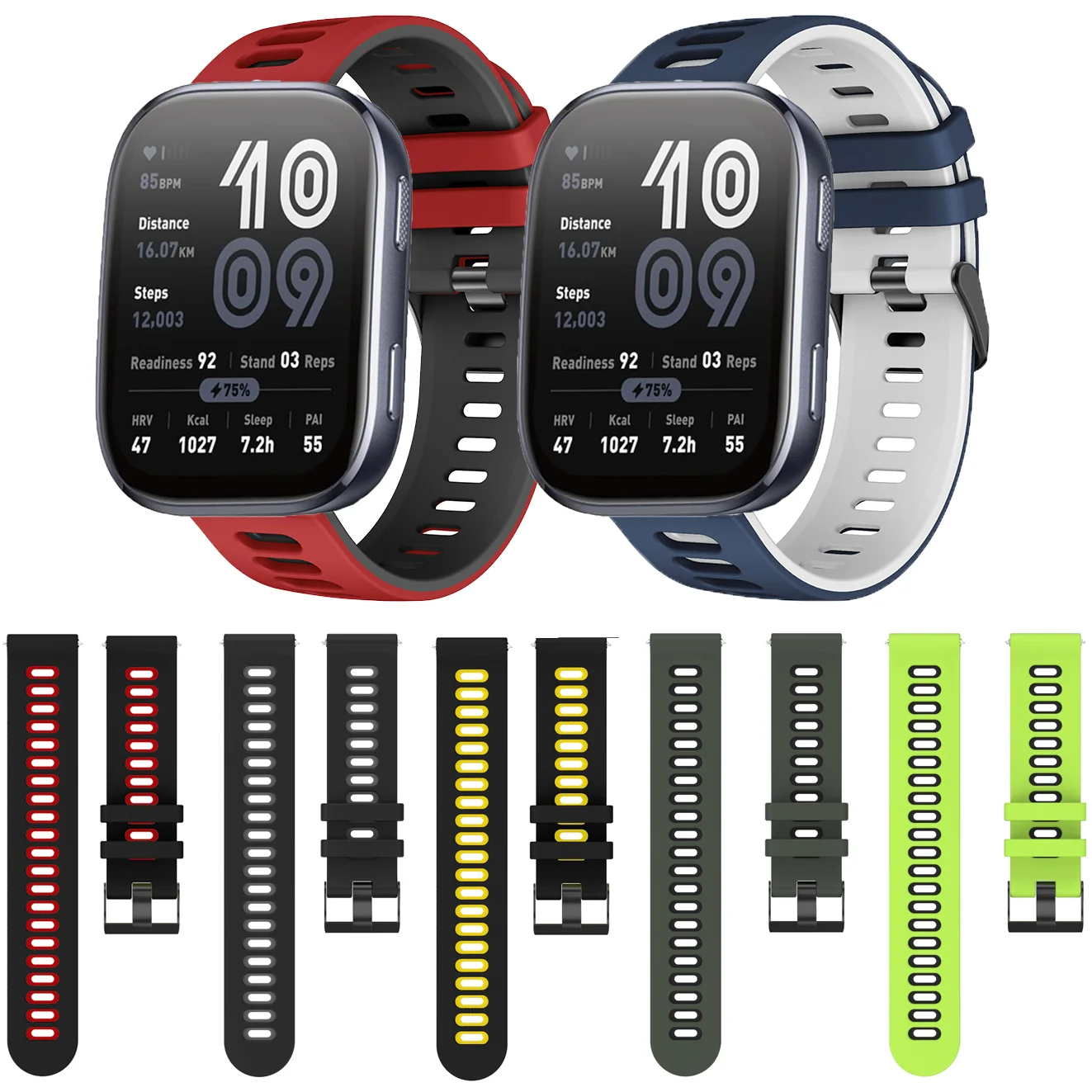 Huami Amazfit Bip6 Bip5 Bip3 Bip 3 5 6 Lite S U Pro Unity용 20mm 22mm 2색 실리콘 스트랩