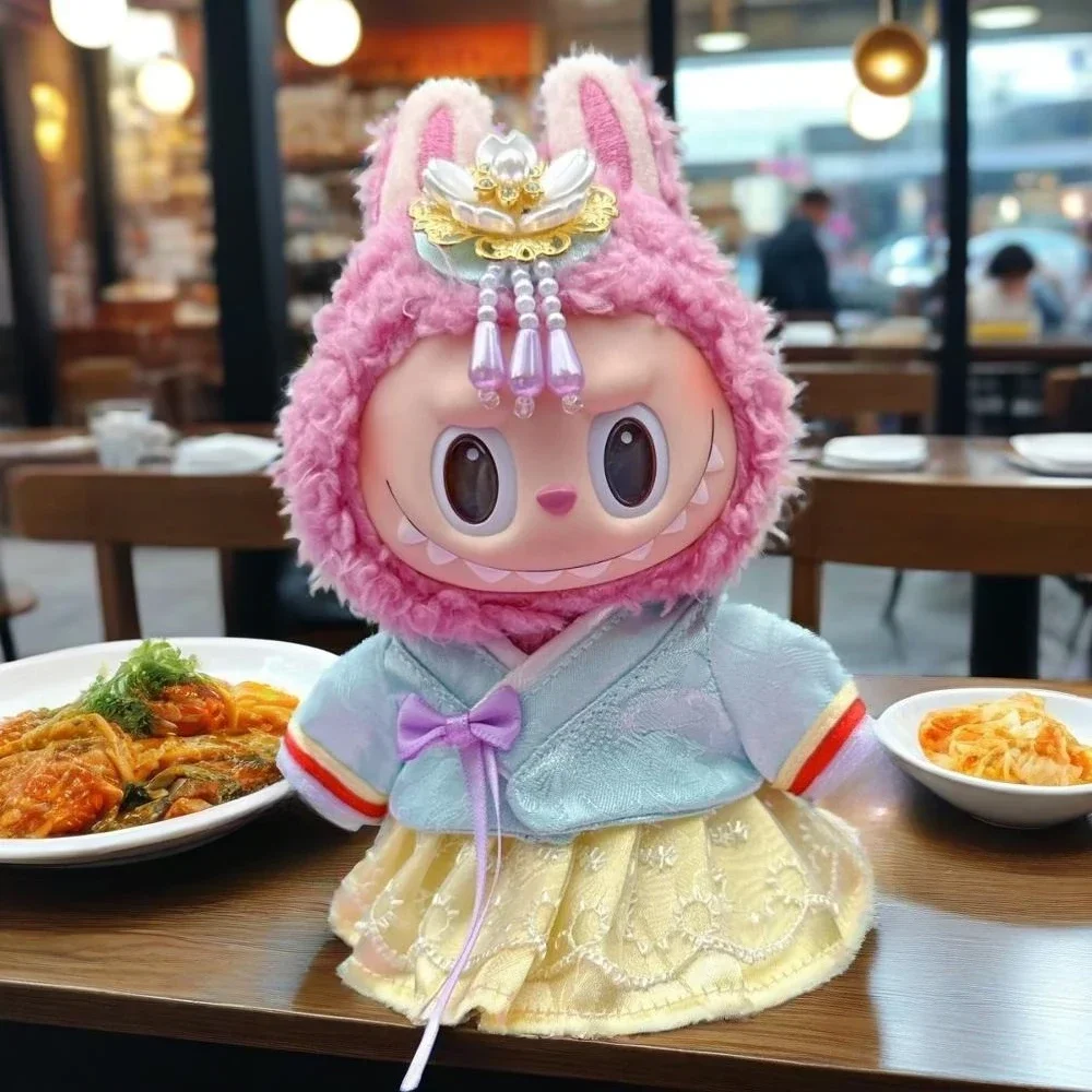

Hanbok For labubu V3 V2 V1 with headdress Skirts Set for Korean Style For Ropa labubu doll Outfit Accessories