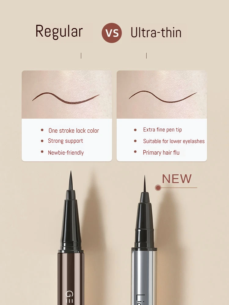 Gellas stylo Eyeliner Ultra mince 0.01mm imperméable noir marron lisse longue durée sans taches facile à porter crayons à cils maquillage