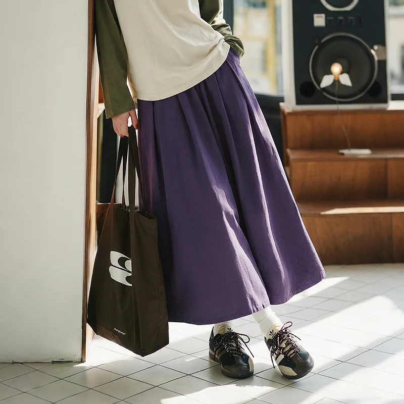 Maden Women's Lightweight Wide-Leg Ankle-Length Skirt Pants Flowy Draped Palazzo Trousers Casual Spring Autumn Baggy Fit