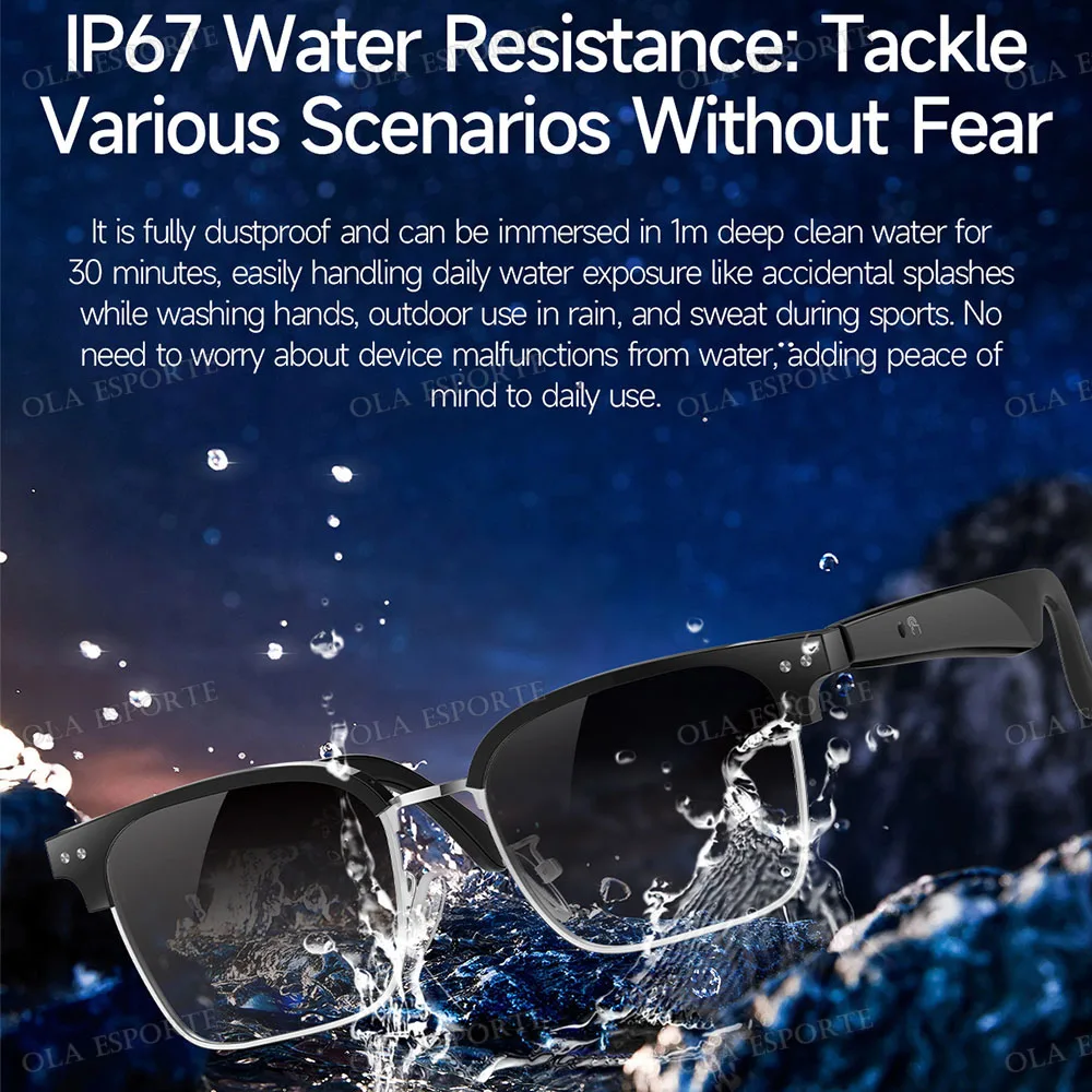 نظارات الترجمة الذكية AI بلوتوث مكالمة الموسيقى عن بعد 164 فيديو عبر الإنترنت مترجم اللغة ملاحظة صوتية UV400 النظارات الشمسية 2025