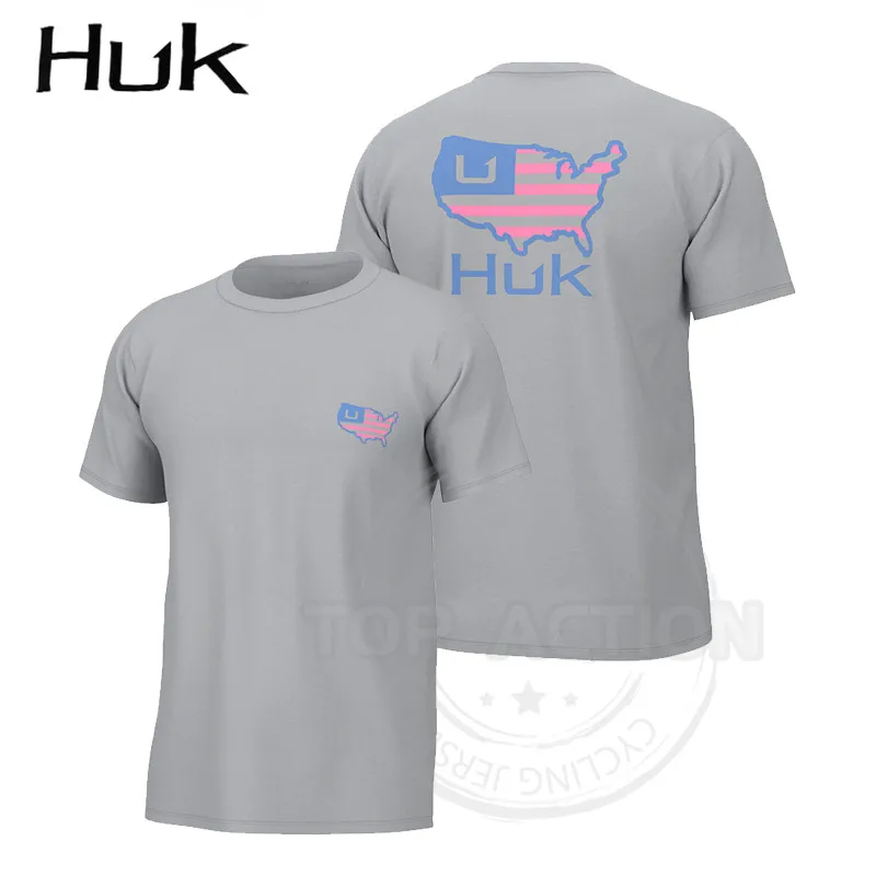 2023  New HUK Fishing T Shirt Men Outdoor Short Sleeve Quick Dry  Jerseys Anti-UV Angling Wear Breathable  Cl