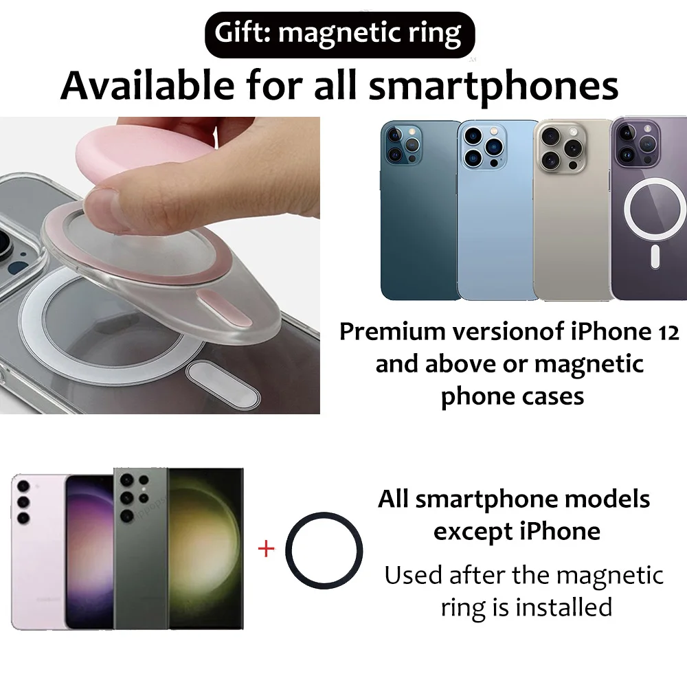 Grippopso Phone Grip Holder Sockets Compatible with MagSafe, Adapter Ring for MagSafe Included, With Silicone Cover SmartTok