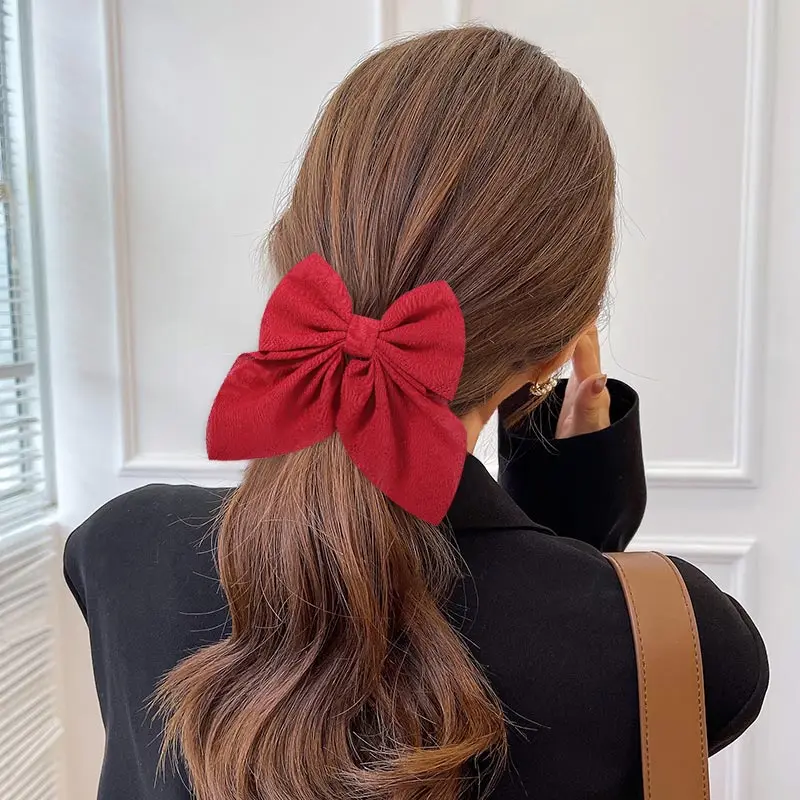 Fashion Ribbon Hairgrips Big Large Bow Hairpin for Women Girls Satin Trendy Ladies Hair Clip New Cute Barrette Hair Accessories