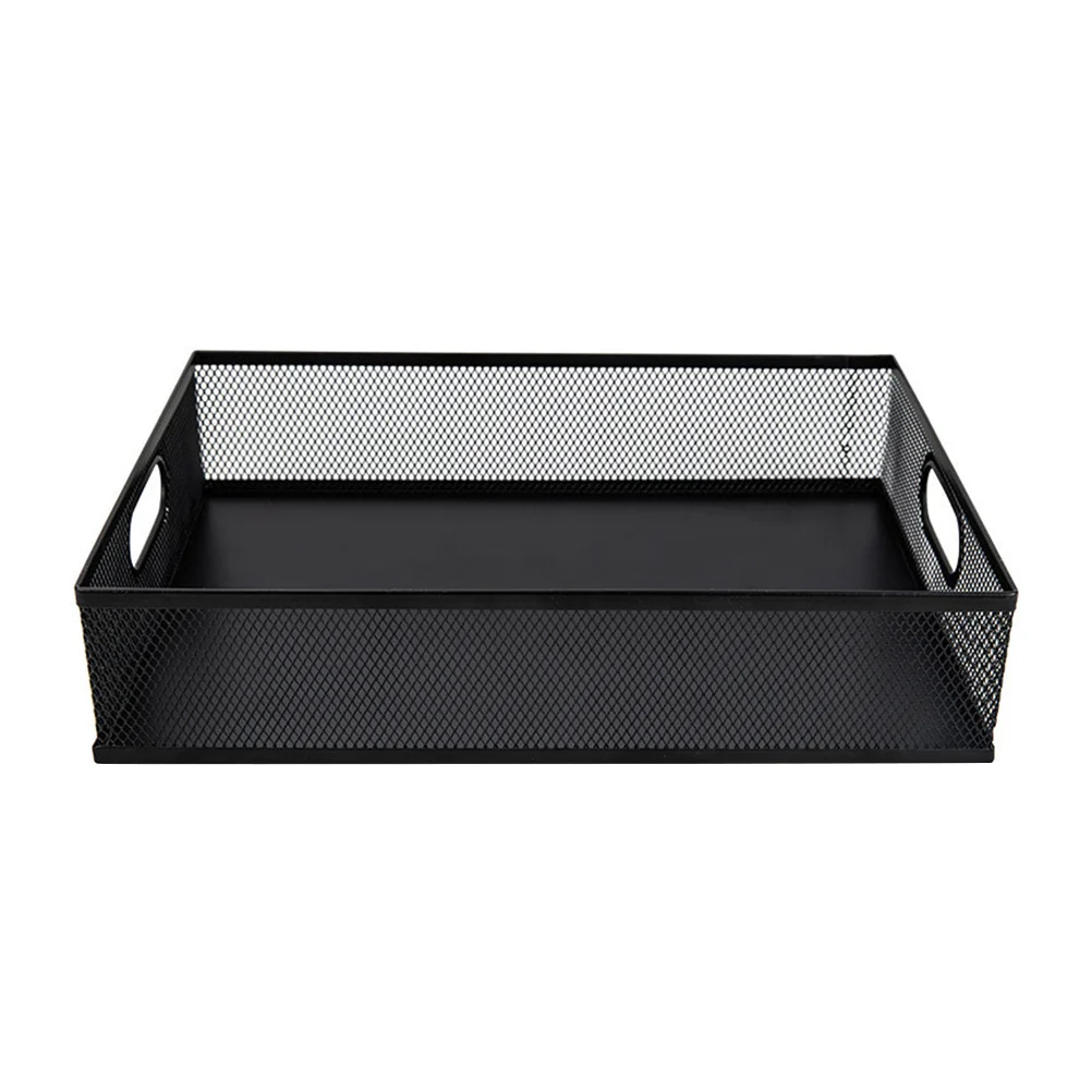 

1Pcs Metal File Basket Smooth Finish Creative Storage Case for Books Stationery Small Items Black Sundries Holder