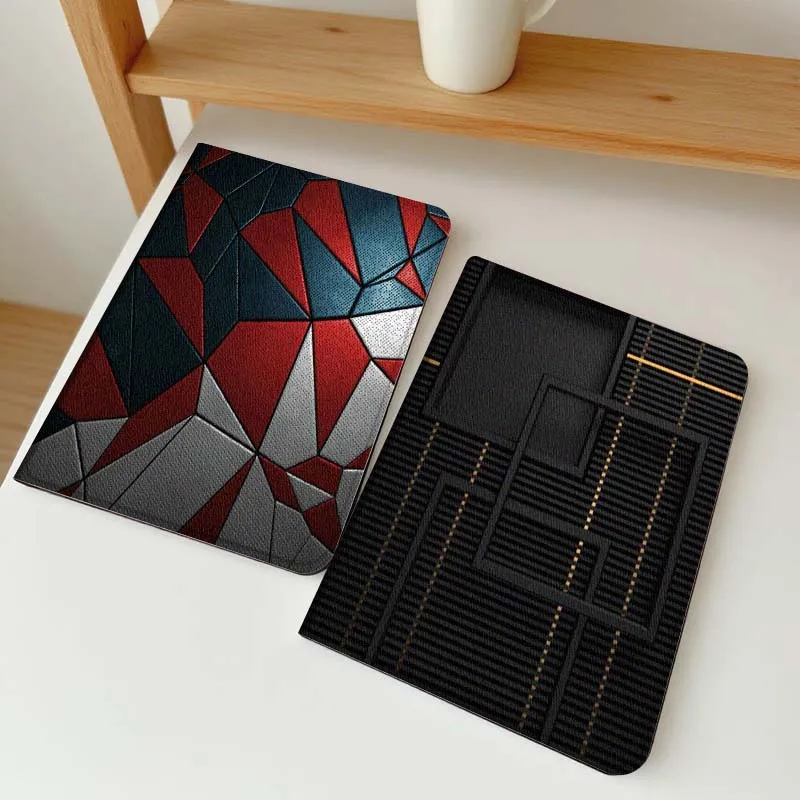 

Geometric Red Blue Pattern Gift Tablet Case For Apple iPad Air Pro mini 1 2 3 4 5 6 7 8 9 11 M2 M3 M5 M4 5th 6th 7th 10th 11th