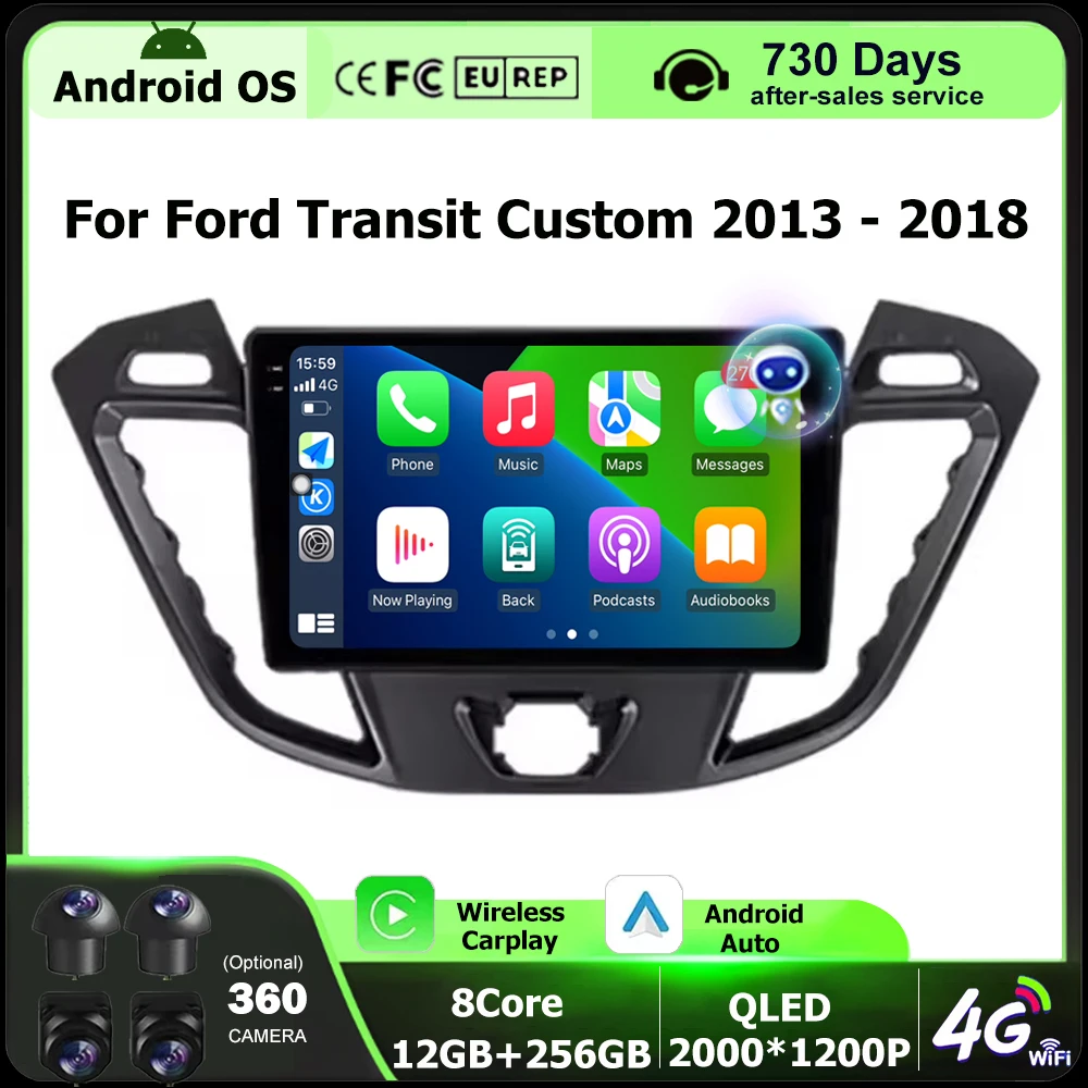 

Android Auto For Ford Transit Custom 2013 - 2018 Car Radio GPS Multimedia Player Screen 4G WiFi Head Unit BT DSP Carplay 9 Inch
