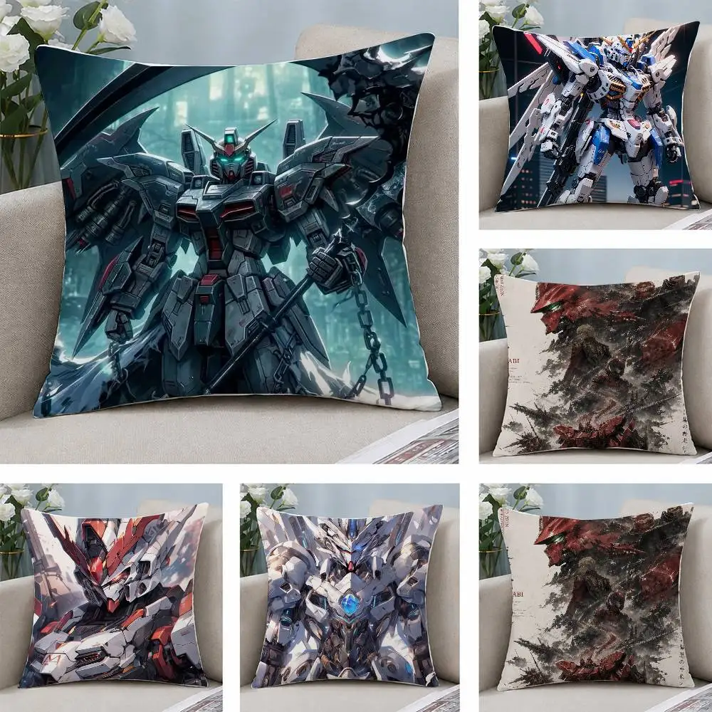 Funda de almohada de felpa Mobile Suit Gundam Barbatos, funda de cojín de felpa corta suave para sofá, decoración de dormitorio, regalo