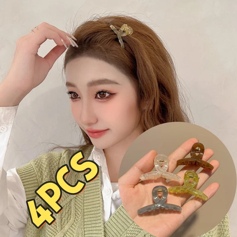 

4.5cm Mini Cute Claw Clip Small Girl Hair Claw Semi Transparent Bangs Side Clip Small Shark Clip Women's Hair Apparel Accessory