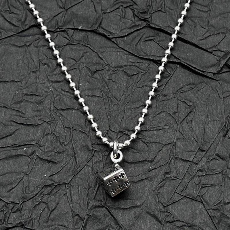 

S925 серебро ретро старое кольцо кубик кулон ожерелье европейские и американские мужчины и женщины ниша