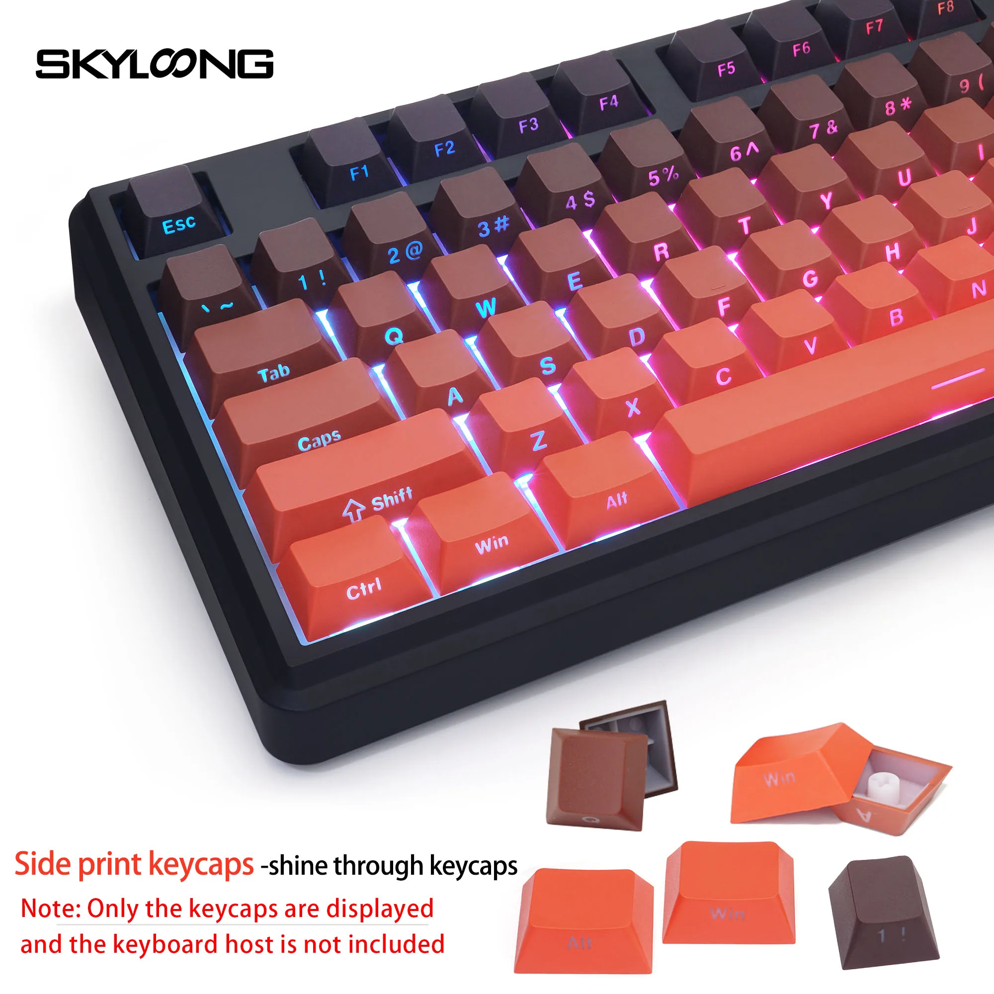 Imagem -05 - Skyloong Teclas Gravadas na Lateral em Forma de Cereja Pbt Teclas de Duas Cores 136 Teclas Preto Vermelho Gradiente Teclado