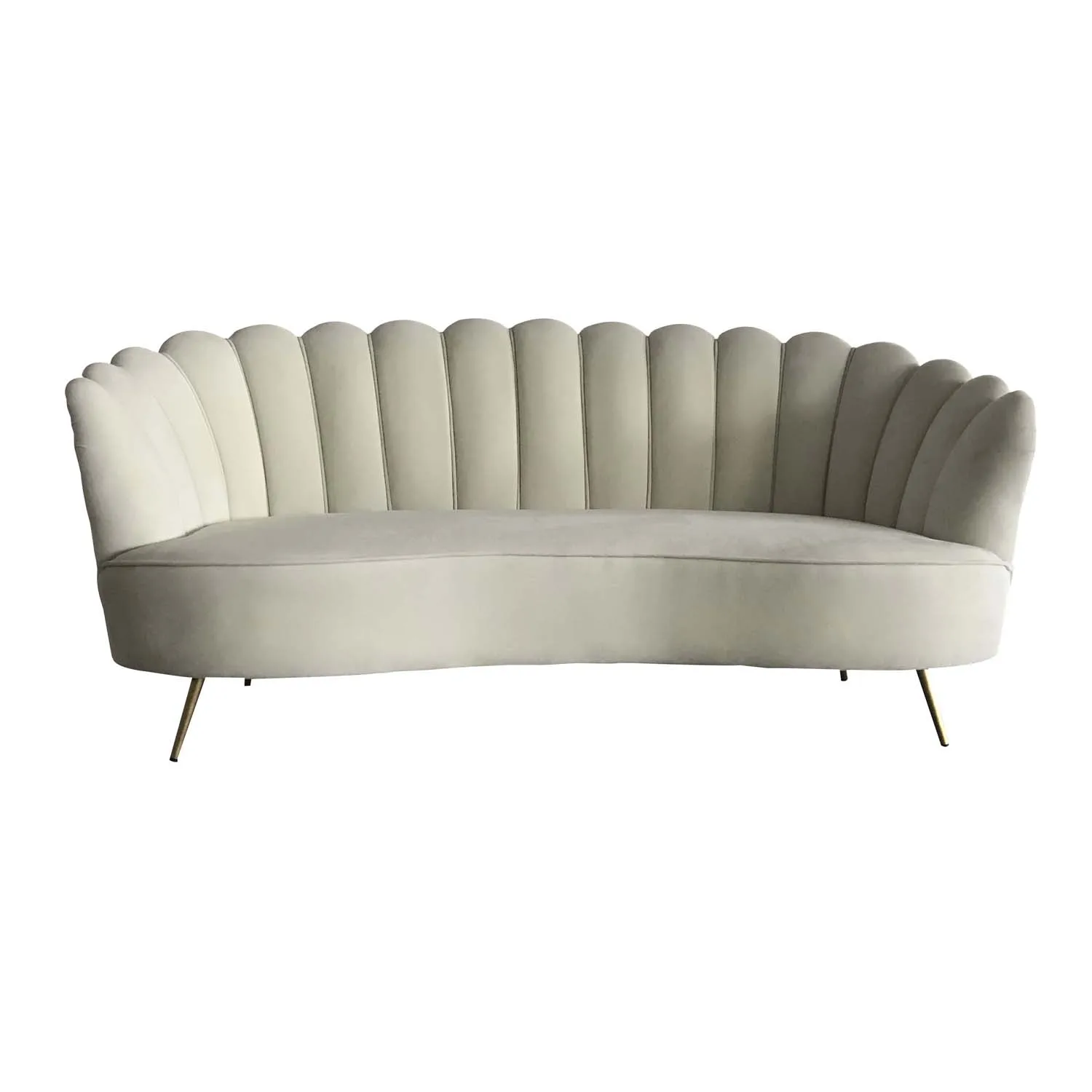 Modern luxurious classic affordable yellow shell shape brass legs couch sofas