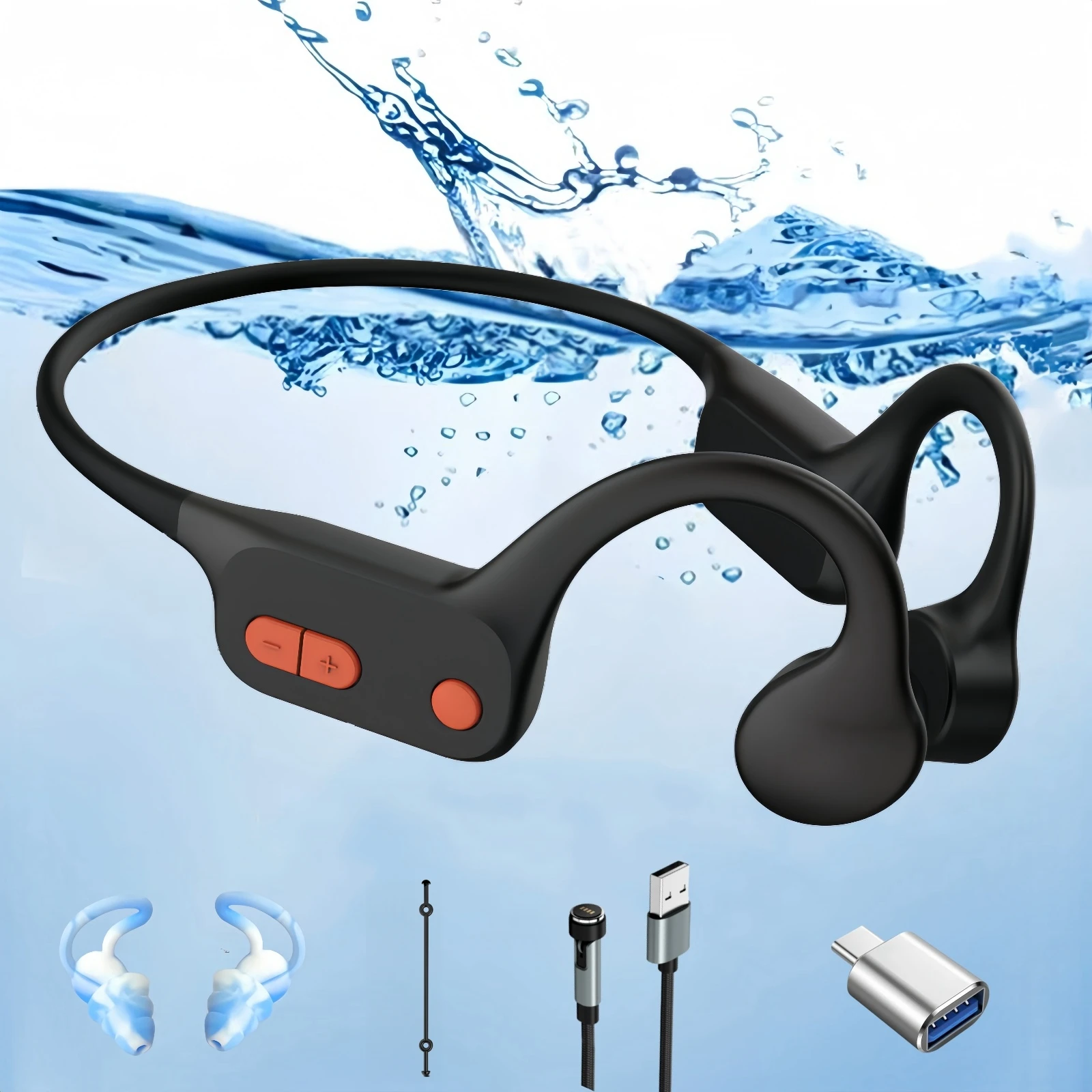 Tayogo Bone Conduction Swimming Headphones, Bluetooth 5.3, IP68 Waterproof MP3 Open-Ear Headphones for Swimming, 32GB Memory