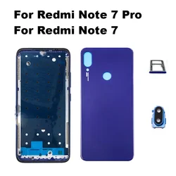 For Xiaomi Redmi Note 7 Pro Full Housing Back Battery Cover Rear Case Middle Frame With Volume Button Camera Glass Lens Sim Tray