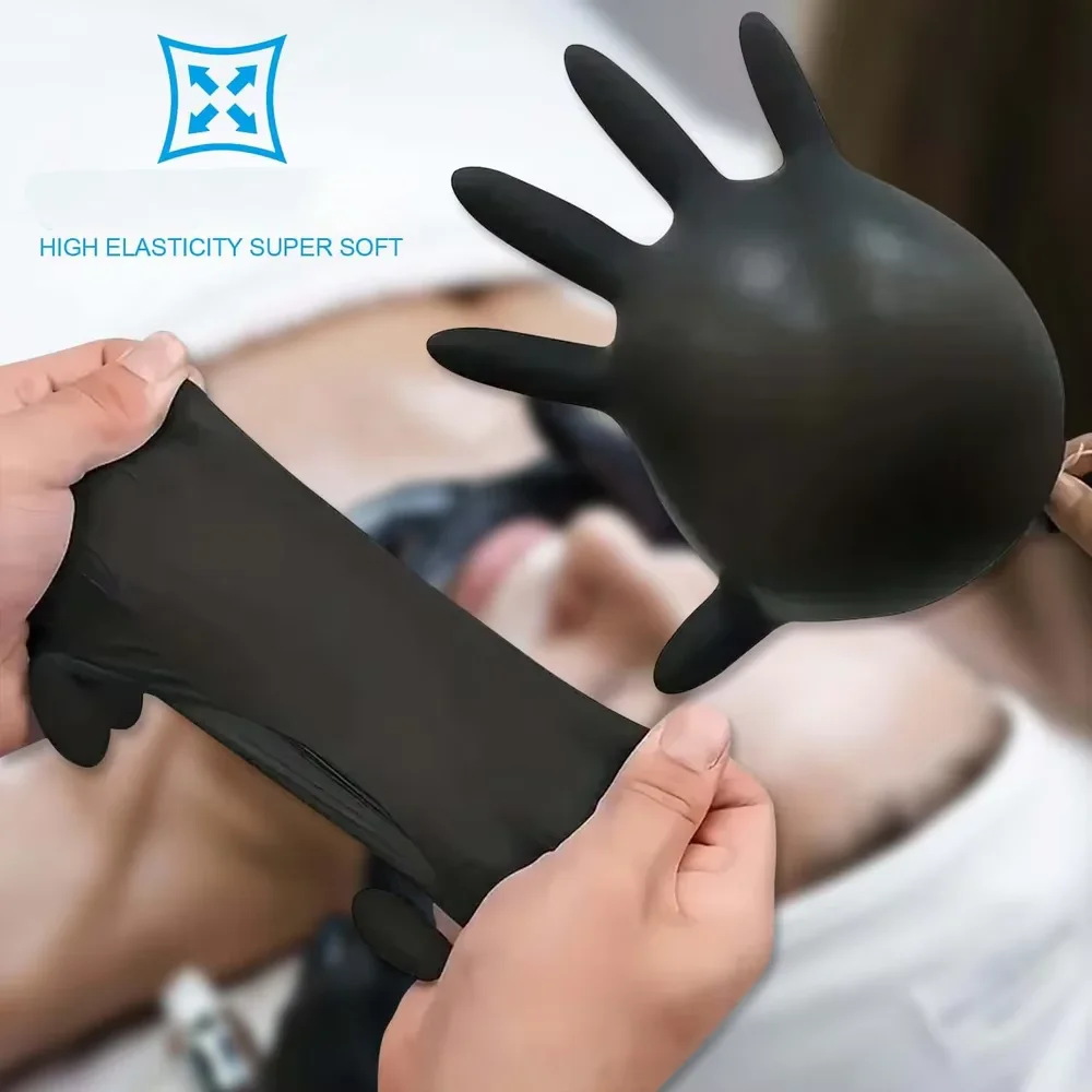 Disposable Nitrile Black Tattoo Gloves S/M/L/XL Waterproof Kitchen Cleaning Tattoo Hairdressing Gloves Tattoo Gloves Supply