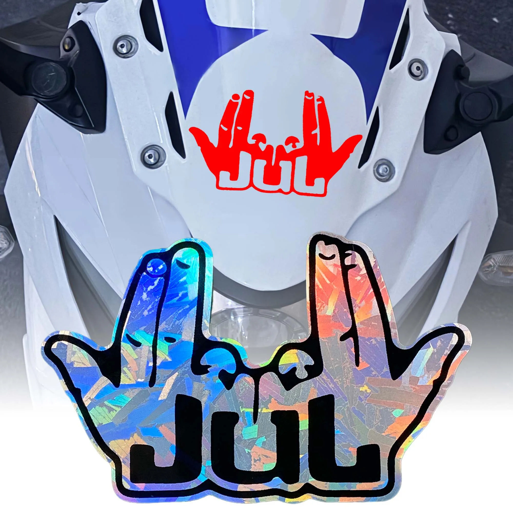 Fun JUL Finger Motorcycle Sticker, Waterproof, Decorative Car Sticker Suitable for Motorcycle Helmets, Scooter Shrouds