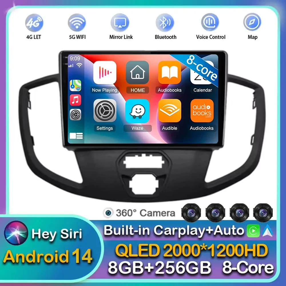 

Android 14 Carplay Auto Car Radio For Ford Transit 2015 2016 2017 2018 Multimedia GPS Navigation Player Video Stereo WIFI+4G DSP