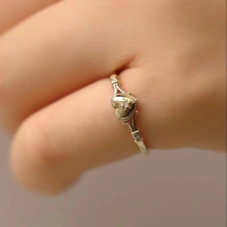 

Classic Gold Plated Stainless Steel Heart Ring for Women Jewelry Accessory Wholesale Size 6-11