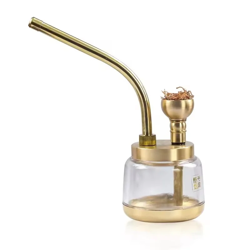 2026 New 4-in-1 Recyclable Water Hookah, Brass Filtration System - Portable Vintage Style Smoking Pipe