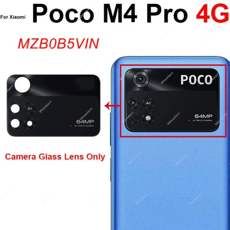 Rear Camera Glass Lens For Xiaomi Pocophone POCO M4 Pro 4G 5G Back Camera Glass Lens Cover Frame with Sticker Tape