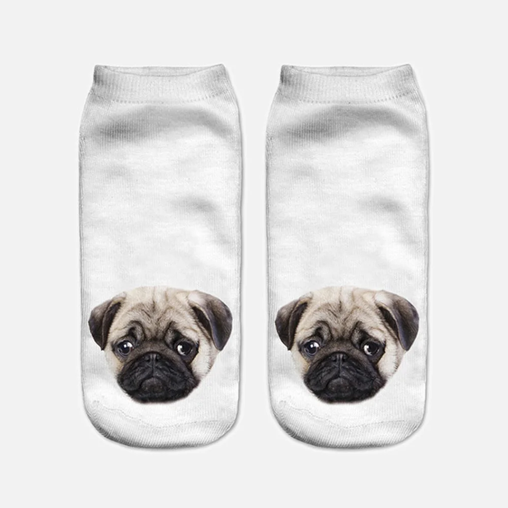 2024 New Cute 3D Printed Cool Lovely Dogs Women Ankle Socks Chaussette Animal Art Hosiery Bad Dog Pug Life Sox Dropship