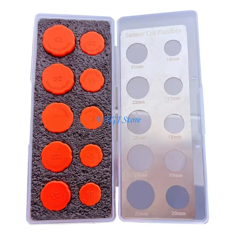 

37JE 16mm-25mm Diameter Car Radars Detector Film Cutting Template Wrap Sticker Round Knob Precisions Cut Stencil Tool