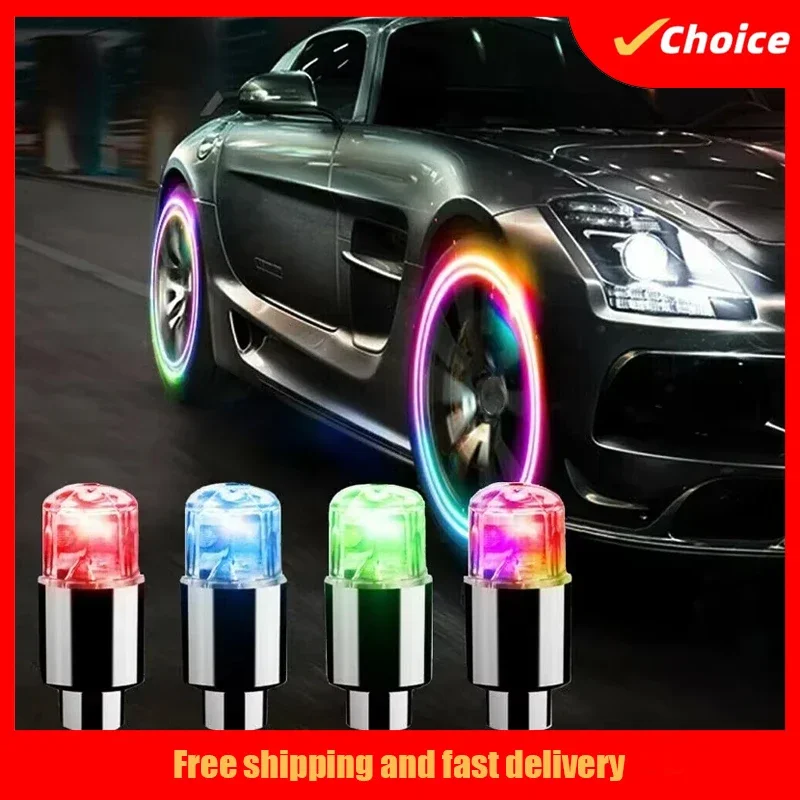 

2 шт. красочные светодиодные фонари для колесных клапанов, мотоциклы, велосипеды, колпачки для клапанов автомобильных колес, универсальная пылезащитная крышка клапана для велосипеда