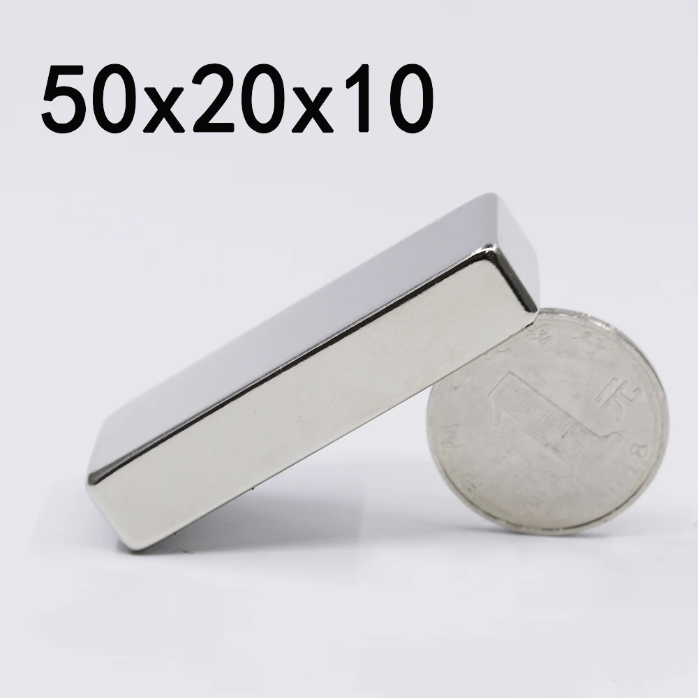 1/2/5/10Pcs 50x20x10 Neodymium Magnet 50mm x 20mm x 10mm N35 NdFeB Block Super Powerful Strong Permanent Magnetic imanes