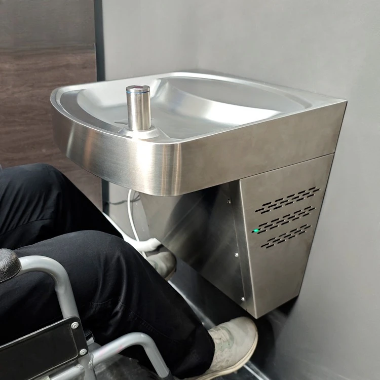 Stainless steel wall-mounted public drinking water fountain with public aerator faucet