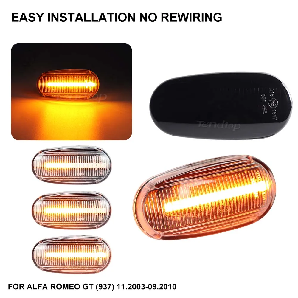 2X Dynamic LED Side Marker Lights Sequential Turn Signal Indicator Lamp For Alfa Romeo 147 GT MiTo FIAT Bravo II Hatchback