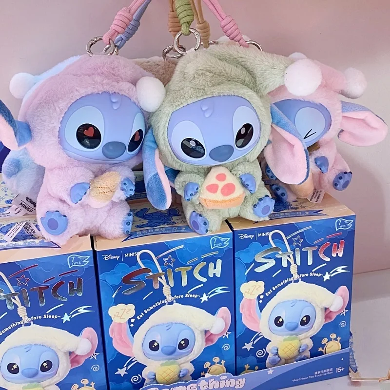 Original Disney Stitch Eat Some Thing Before Sleep Series Vinyl Blind Box Bag Pendant Cute Doll Mystery Box Toy Adult Gift Toy
