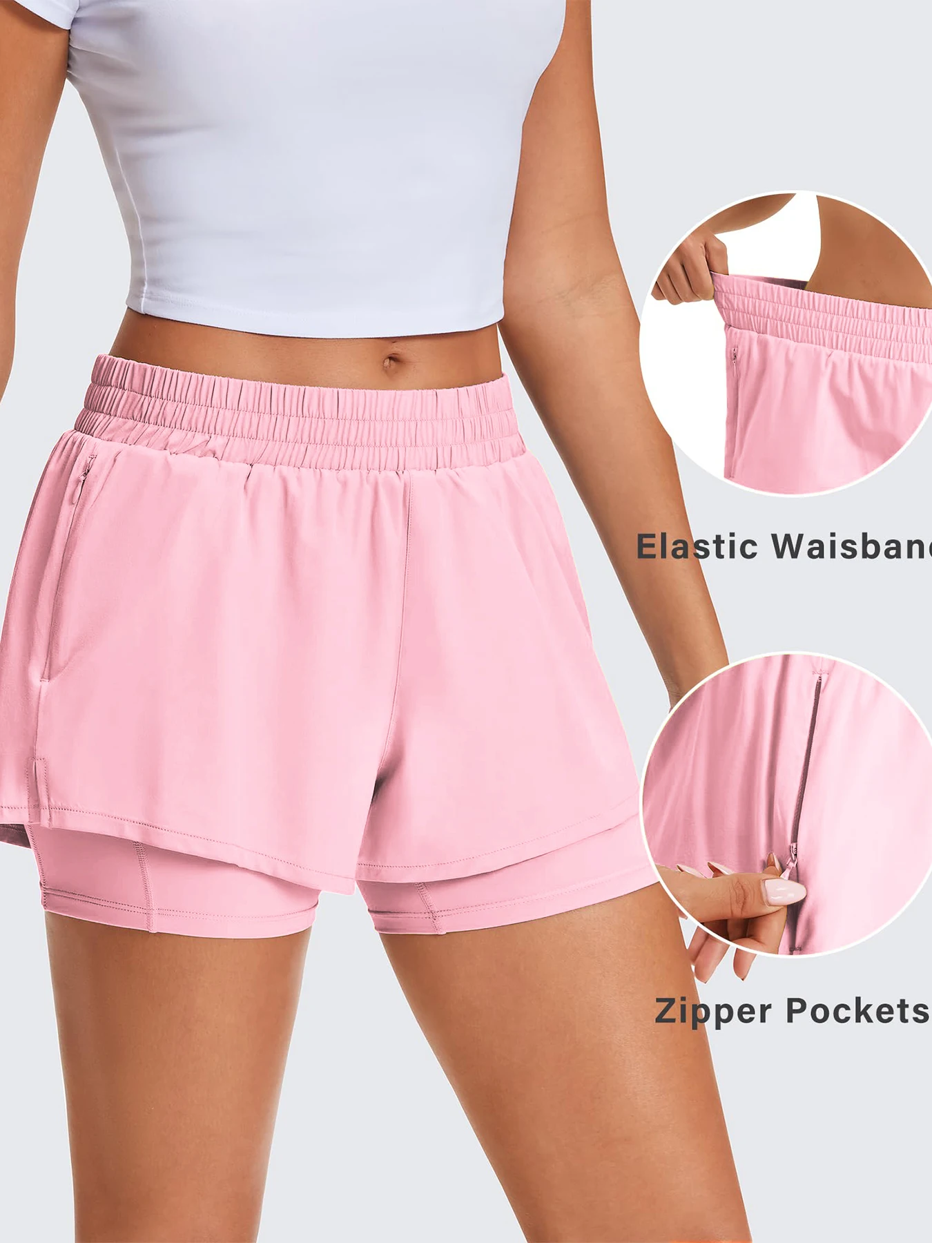 Damen-Freizeit-Sportshorts für Frühling und Sommer, Anti-Exposition Yoga-Shorts, atmungsaktiv, locker geschnitten, für Outdoor-Läufe, Damen-Fitnesshosen – Detail 6