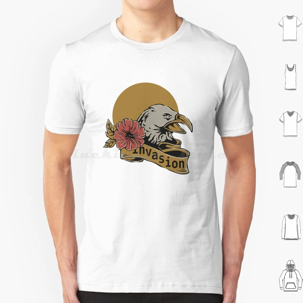 Invasion T Shirt 6xl Cotton Cool Tee Old Vintage Retro 80s 70s Bird Eagle Animal Invasion Usa