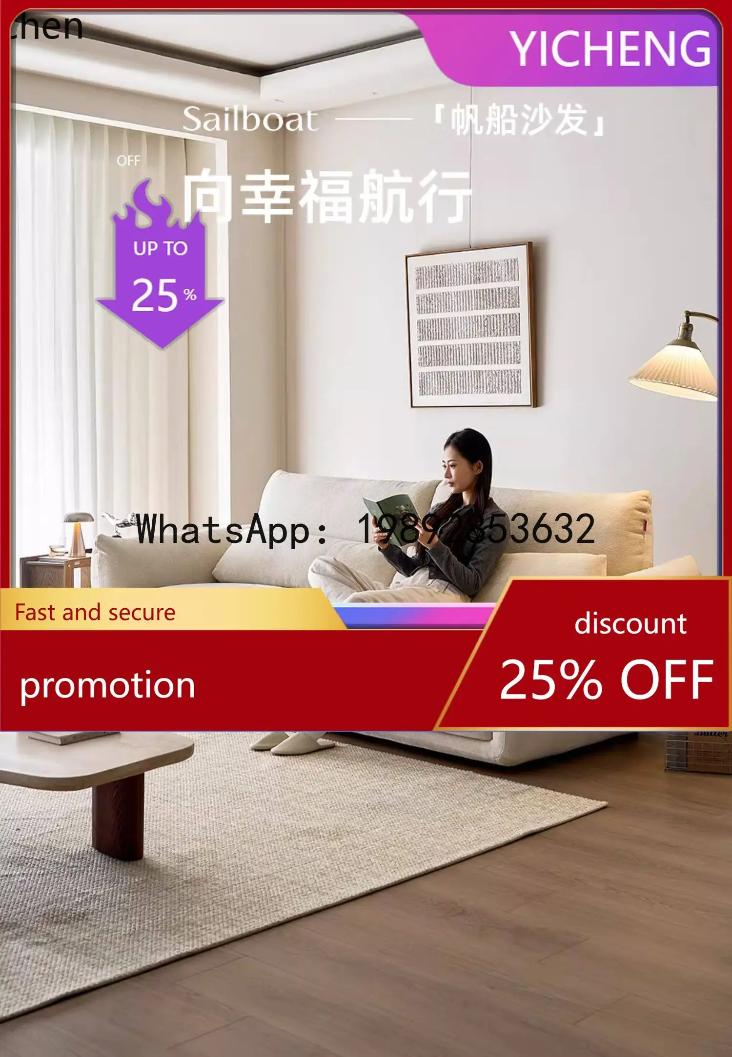 

YFY Home Cotton and Linen Fabric Sofa for Living Room, Suitable for Various Sizes of Homes, Sailboat Sofa